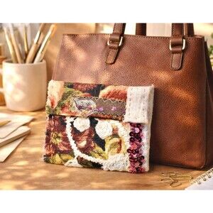 Artisan Made Fabric Cosmetic Bag: Key Pouch Purse Organizer, Wallets